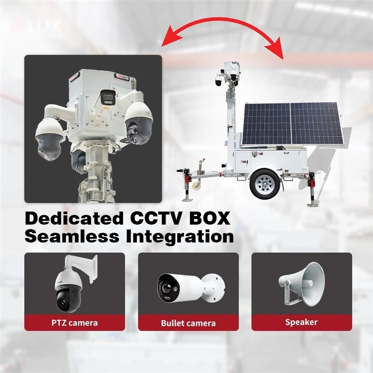 BIGLUX Mobile Solar-Powered Portable CCTV Surveillance Tower IP65 Waterproof DC24V Input Security System best
