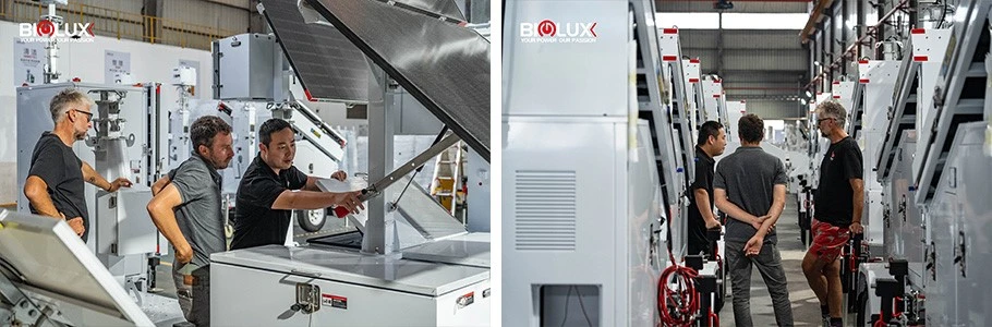 biglux-south-american-clients-inspect-solar-security-trailer biglux-south-american-clients-inspect-solar-security-trailer