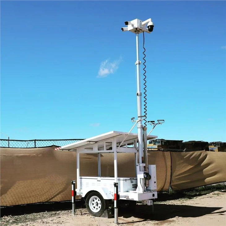 CCTV Mobile Solar Surveillance Tower For Construction Site Outdoor Area Use