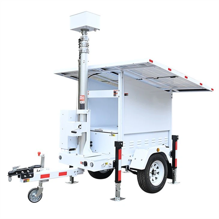 CCTV Mobile Solar Surveillance Tower For Construction Site Outdoor Area Use
